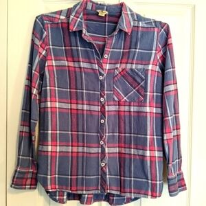Woolrich Blue & Pink Plaid Flannel Shirt Sz Large